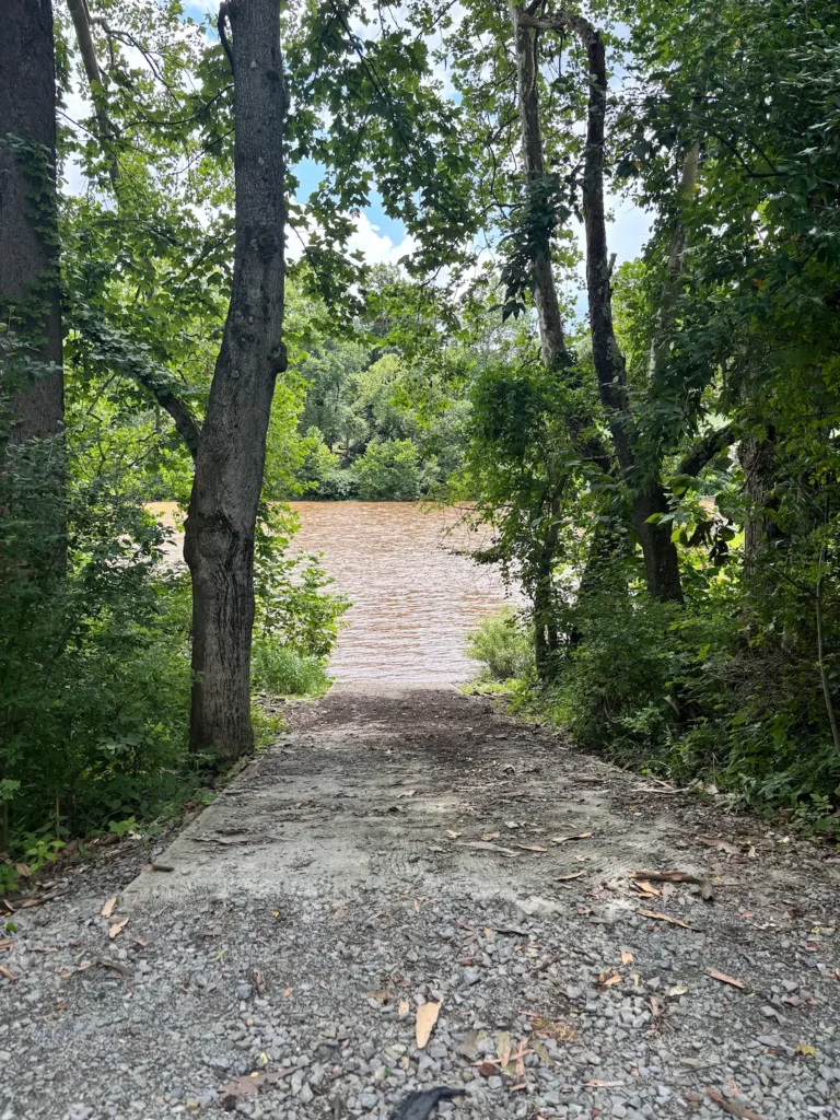 Public launch access point on the Cheat River in Preston County, WV.